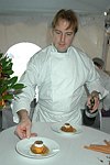 Brad Steelman from the River Cafe  at the Peconic Bay Winery 3rd. Annual Thanksgiving Barrell Tasting on 11-21-04 in Cutchogue, N.Y., honoring Larry Forgione and benefitting the NYIT Culinary Arts Program.<br>photo by Rob Rich copyright 2004 516-676-3939 robwayne1@aol.com