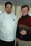 Michael Meehan and John Ross  at the Peconic Bay Winery 3rd. Annual Thanksgiving Barrell Tasting on 11-21-04 in Cutchogue, N.Y., honoring Larry Forgione and benefitting the NYIT Culinary Arts Program.<br>photo by Rob Rich copyright 2004 516-676-3939 robwayne1@aol.com