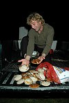 Captain Gref Kwas displays his fresh scallops  at the Peconic Bay Winery 3rd. Annual Thanksgiving Barrell Tasting on 11-21-04 in Cutchogue, N.Y., honoring Larry Forgione and benefitting the NYIT Culinary Arts Program.<br>photo by Rob Rich copyright 2004 516-676-3939 robwayne1@aol.com