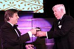 Emanuel Ungaro receives award from John Fairchild at the Pratt Legends Scholarship Benefit Gala Dinner at the Rainbow Room on 5-25-04<br>photo by Rob Rich copyright 2004<br>516-676-3939<br>robwayne1@aol.com